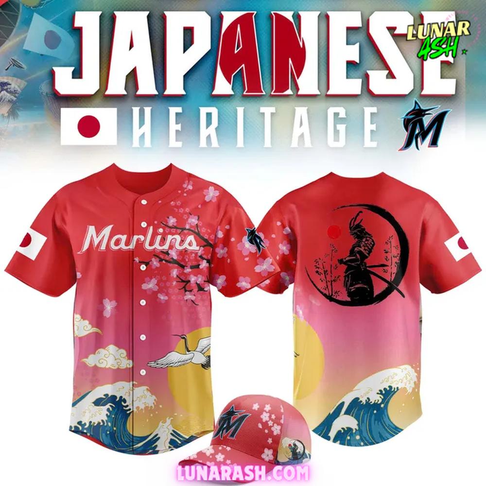 Miami Marlins Sakura Samurai Collection Special Baseball Jersey Miami Marlins Sakura Samurai Collection Special Baseball Jersey