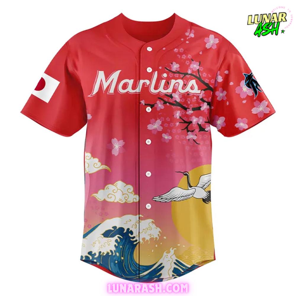 Miami Marlins Sakura Samurai Collection Special Baseball Jersey Miami Marlins Sakura Samurai Collection Special Baseball Jersey