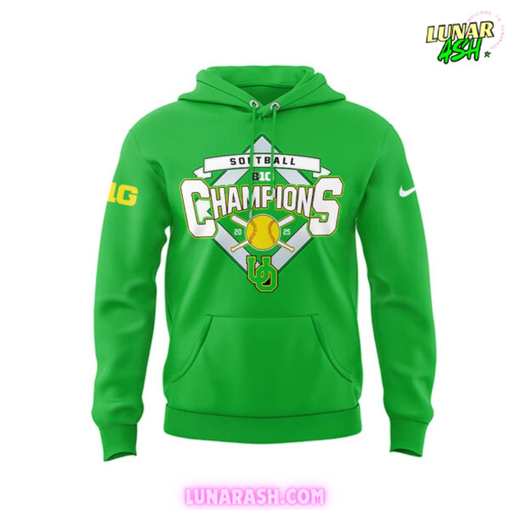 Oregon Ducks Softball 2025 Champs Green Hoodie Oregon Ducks Softball 2025 Champs Green Hoodie