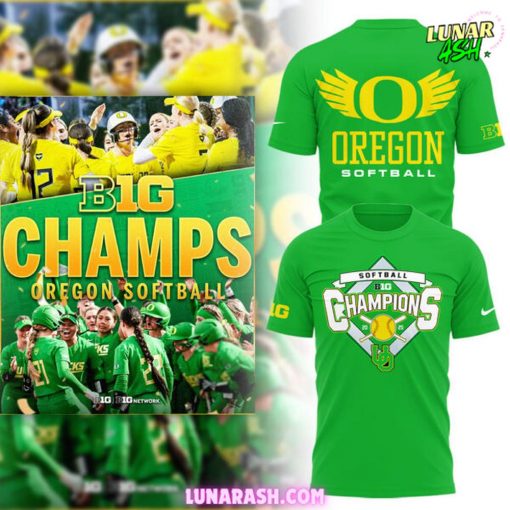 Oregon Ducks Softball 2025 Champs Green T-Shirt