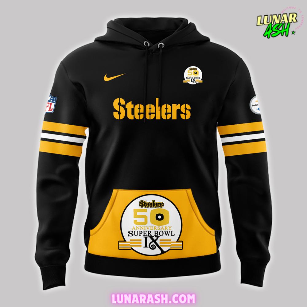 Pittsburgh Steelers 50th Anniversary Super Bowl IX Hoodie Pittsburgh Steelers 50th Anniversary Super Bowl IX Hoodie