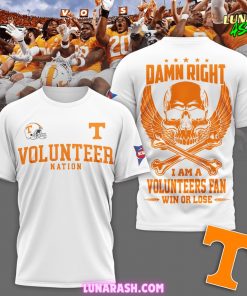 Tennessee Volunteers Nation Damn Right 2024 White T Shirt 1