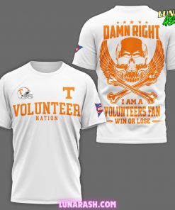 Tennessee Volunteers Nation Damn Right 2024 White T Shirt 2