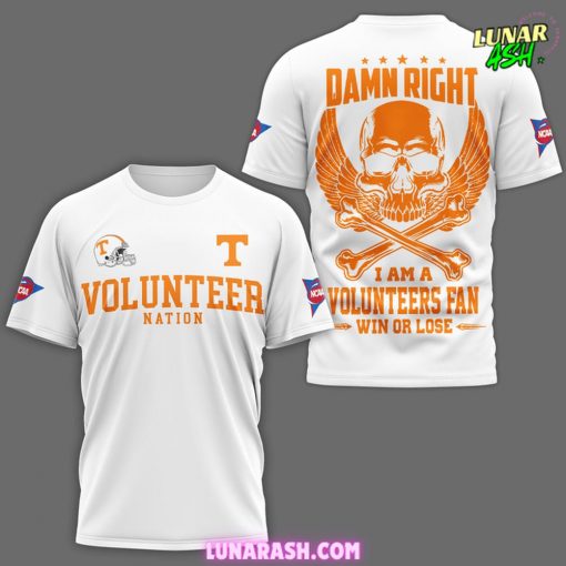 Tennessee Volunteers Nation Damn Right 2024 White T-Shirt